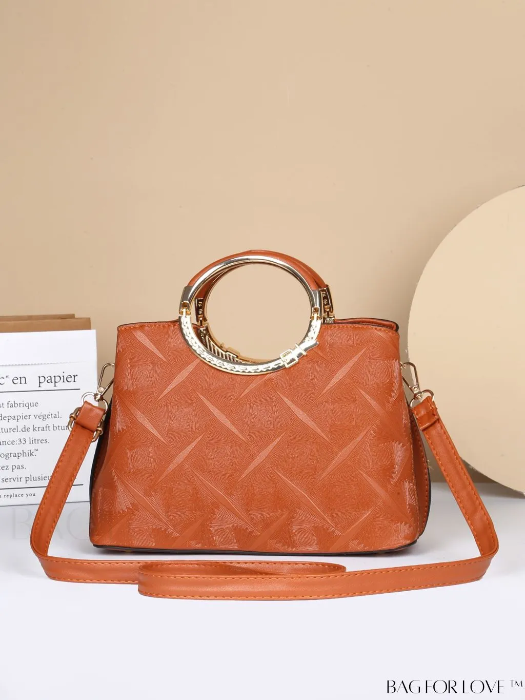 BagForLove - Embossed Metal Ring Handbag: Fashionable, Minimalistic Design for Commuting