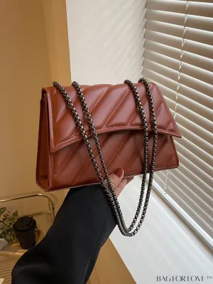 BagForLove - Embossed PU Leather Womens Shoulder Bag with Chain Strap
