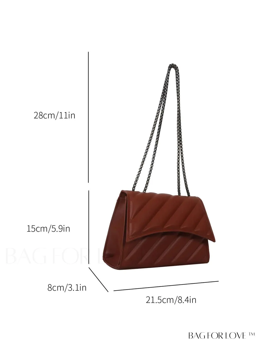 BagForLove - Embossed PU Leather Womens Shoulder Bag with Chain Strap