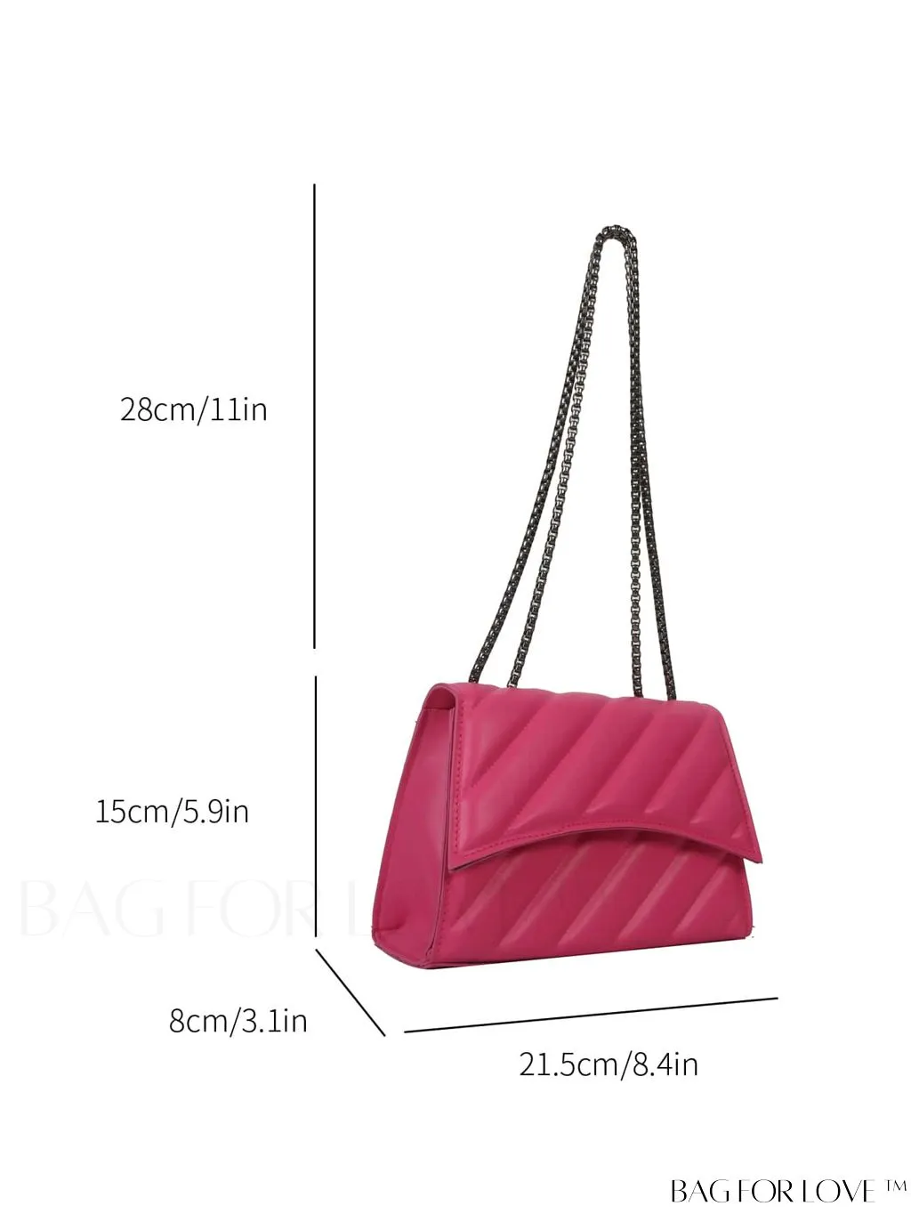 BagForLove - Embossed PU Leather Womens Shoulder Bag with Chain Strap
