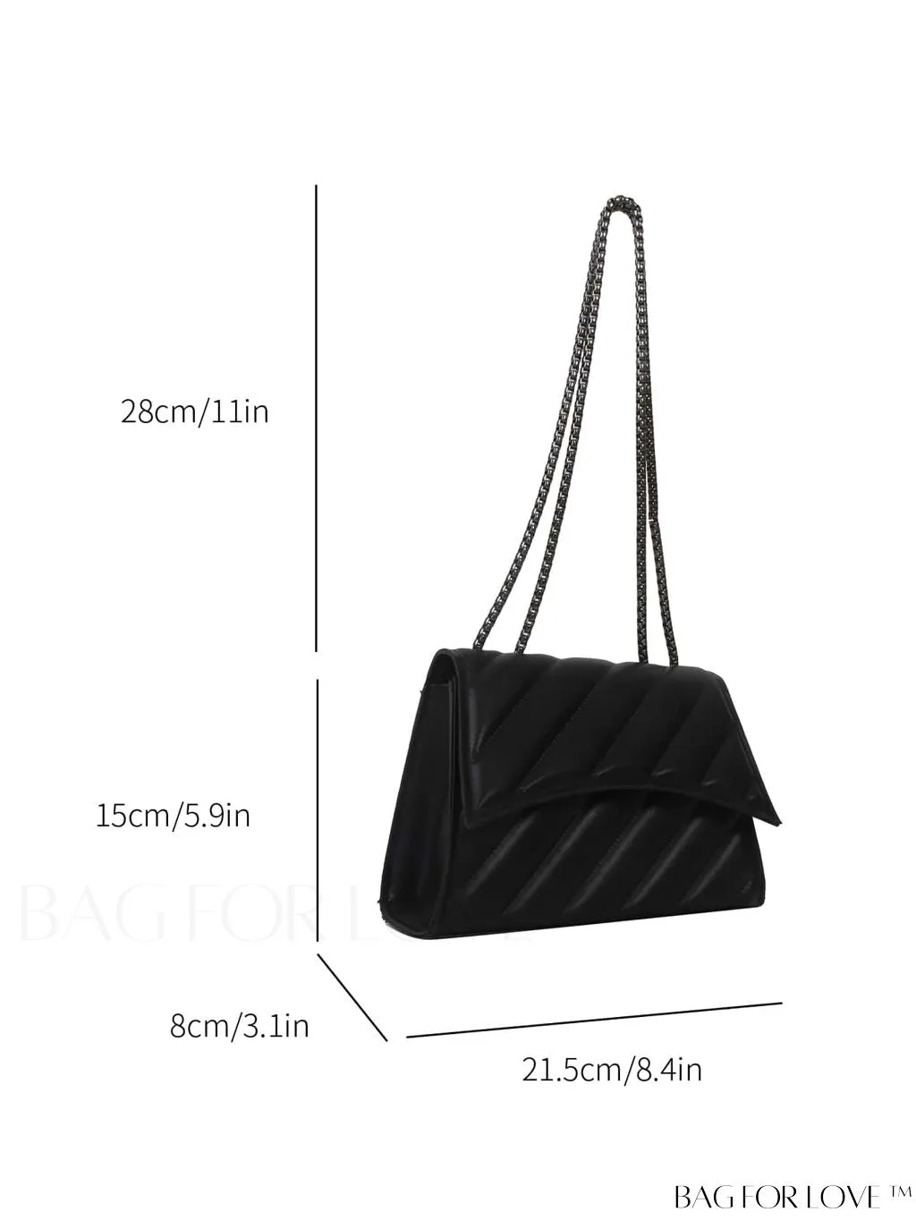 BagForLove - Embossed PU Leather Womens Shoulder Bag with Chain Strap