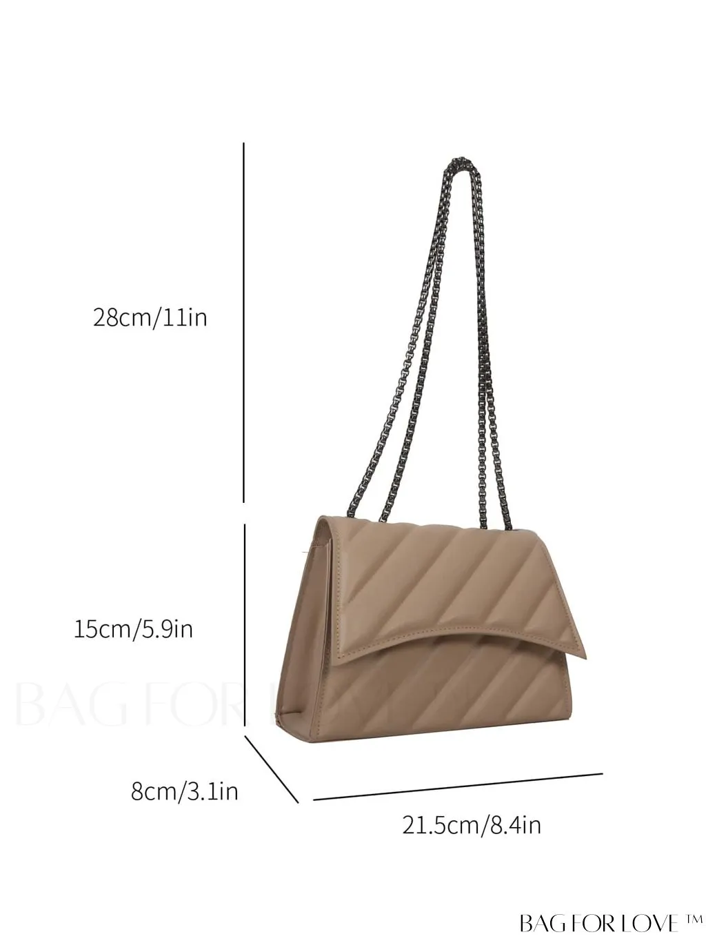 BagForLove - Embossed PU Leather Womens Shoulder Bag with Chain Strap