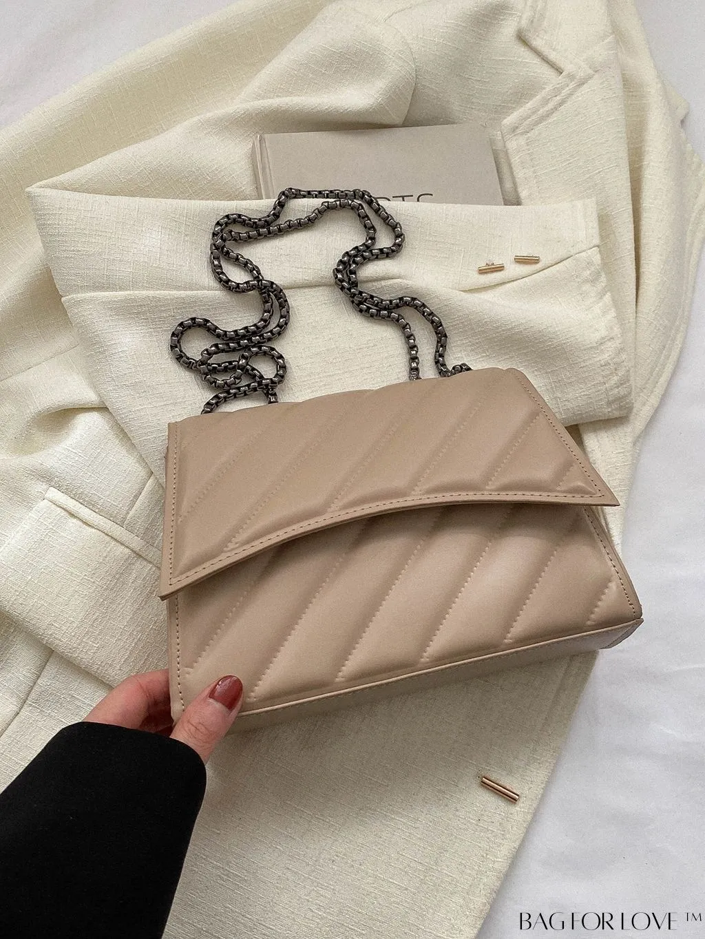 BagForLove - Embossed PU Leather Womens Shoulder Bag with Chain Strap