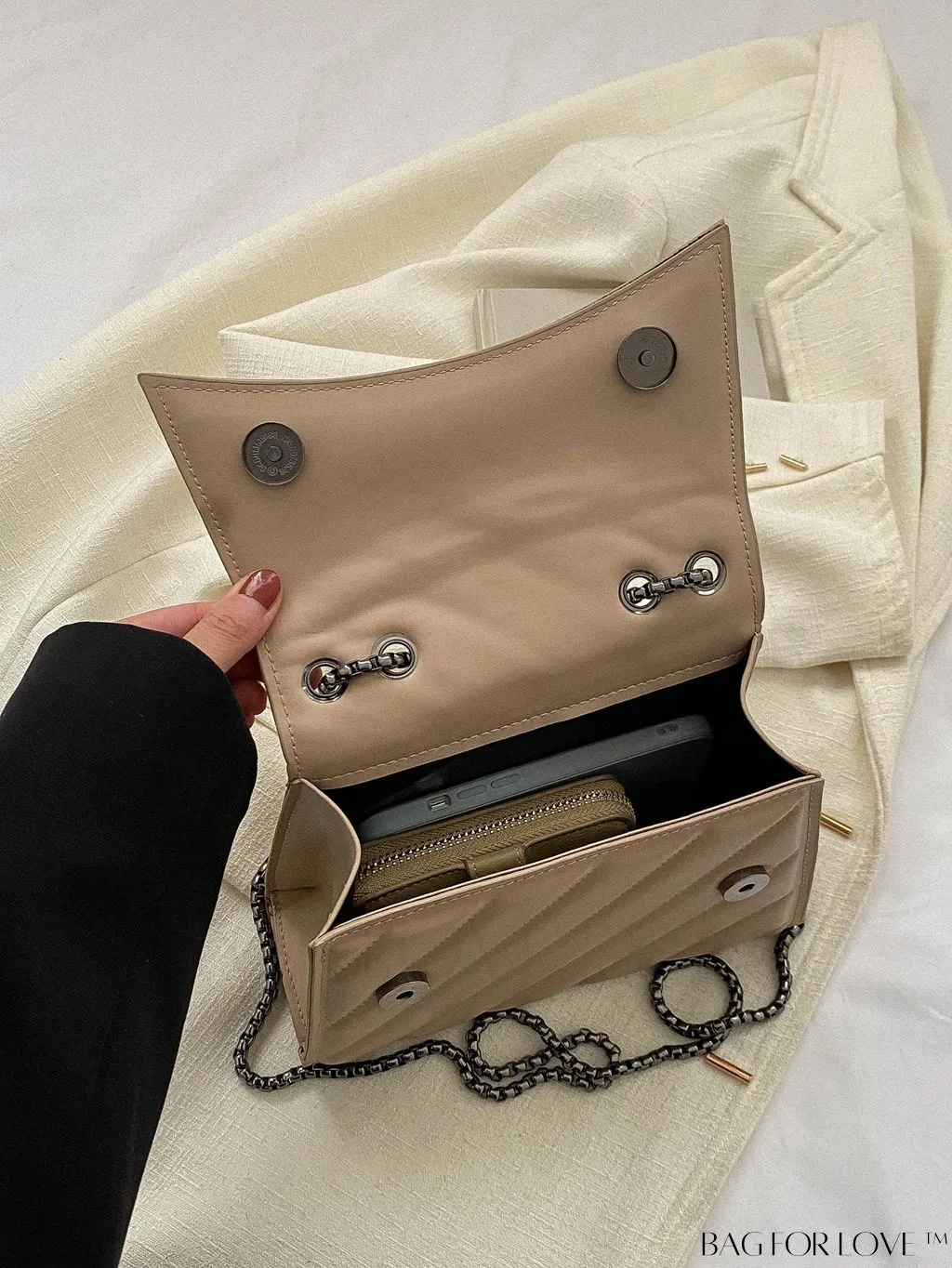BagForLove - Embossed PU Leather Womens Shoulder Bag with Chain Strap