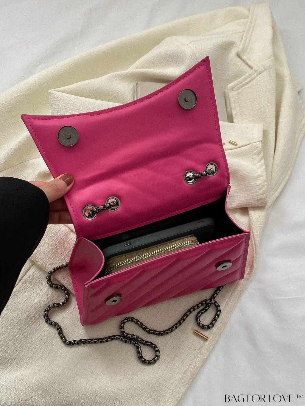 BagForLove - Embossed PU Leather Womens Shoulder Bag with Chain Strap