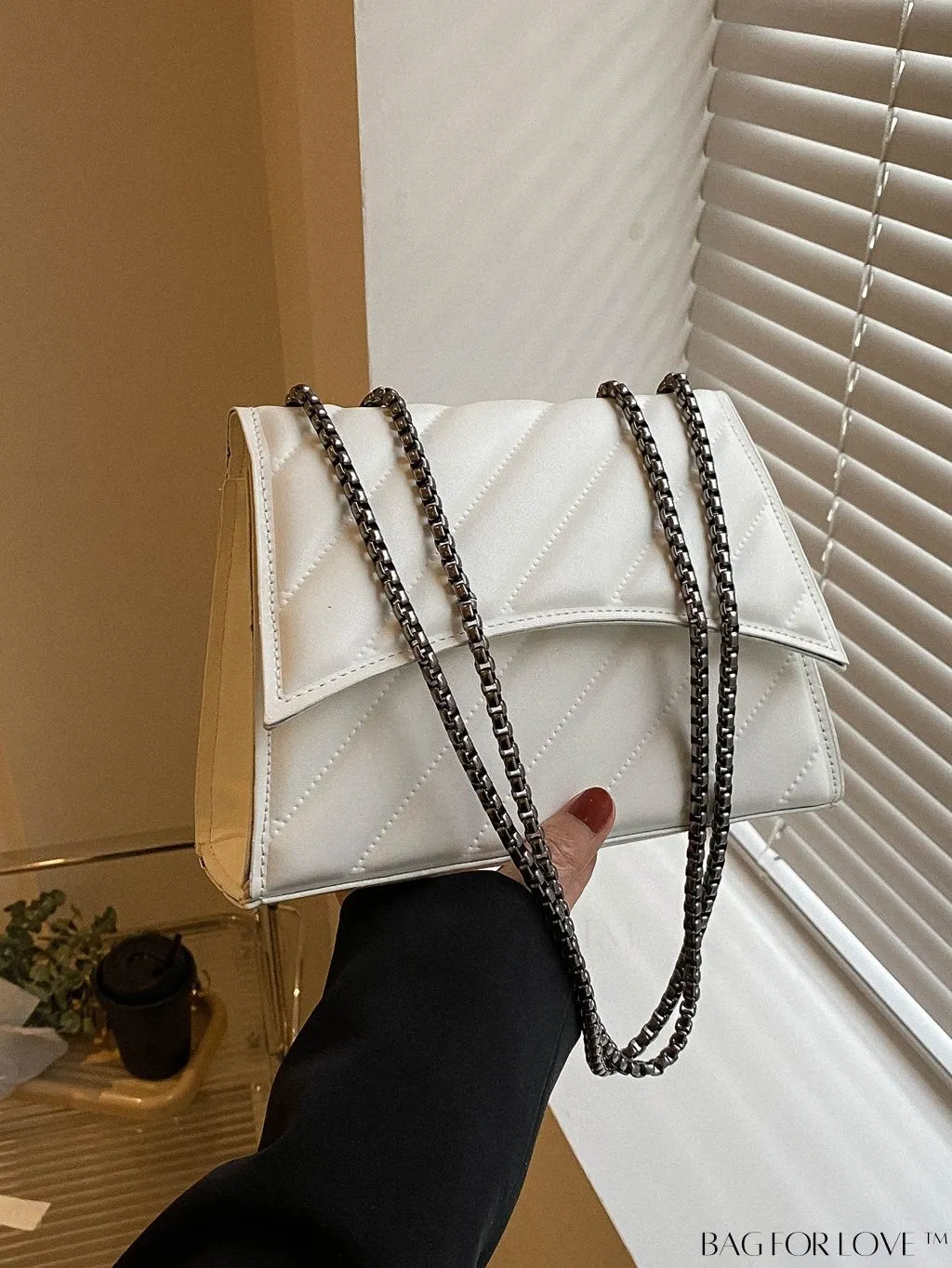 BagForLove - Embossed PU Leather Womens Shoulder Bag with Chain Strap