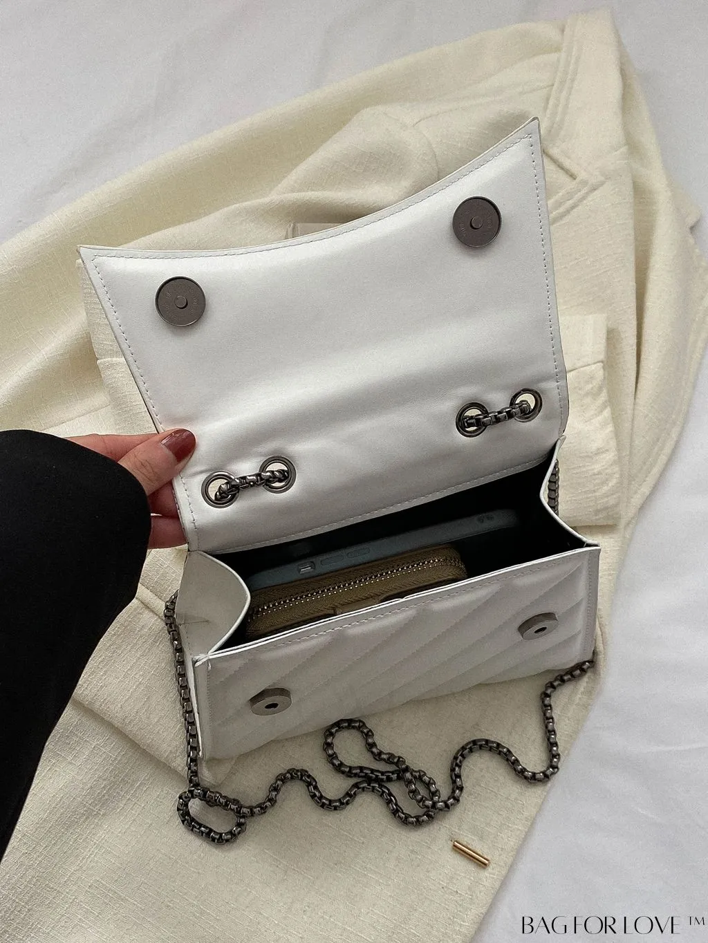 BagForLove - Embossed PU Leather Womens Shoulder Bag with Chain Strap