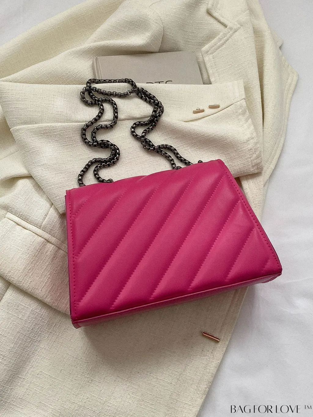 BagForLove - Embossed PU Leather Womens Shoulder Bag with Chain Strap