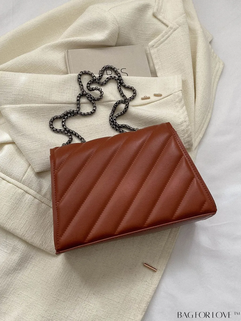 BagForLove - Embossed PU Leather Womens Shoulder Bag with Chain Strap