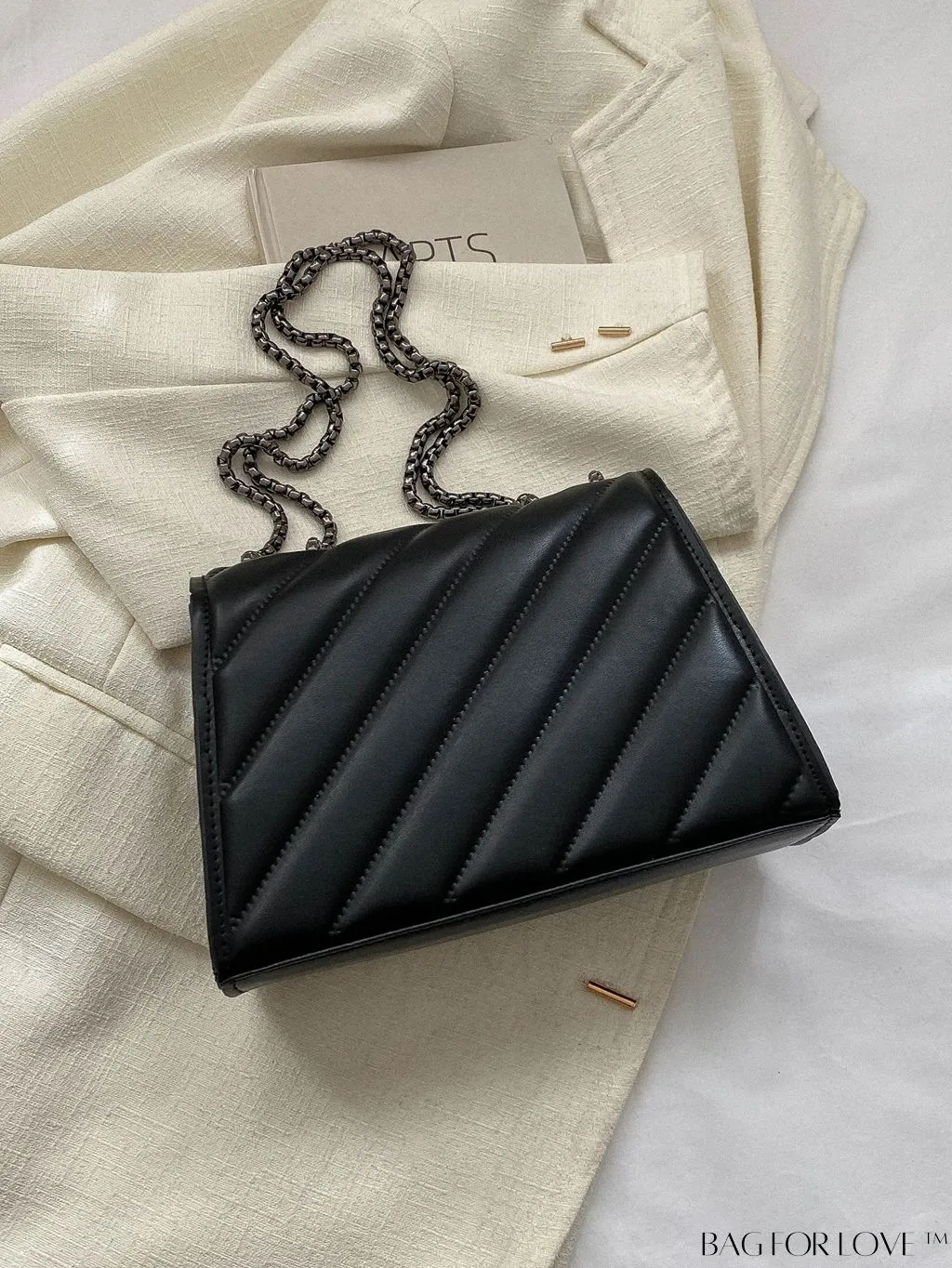 BagForLove - Embossed PU Leather Womens Shoulder Bag with Chain Strap