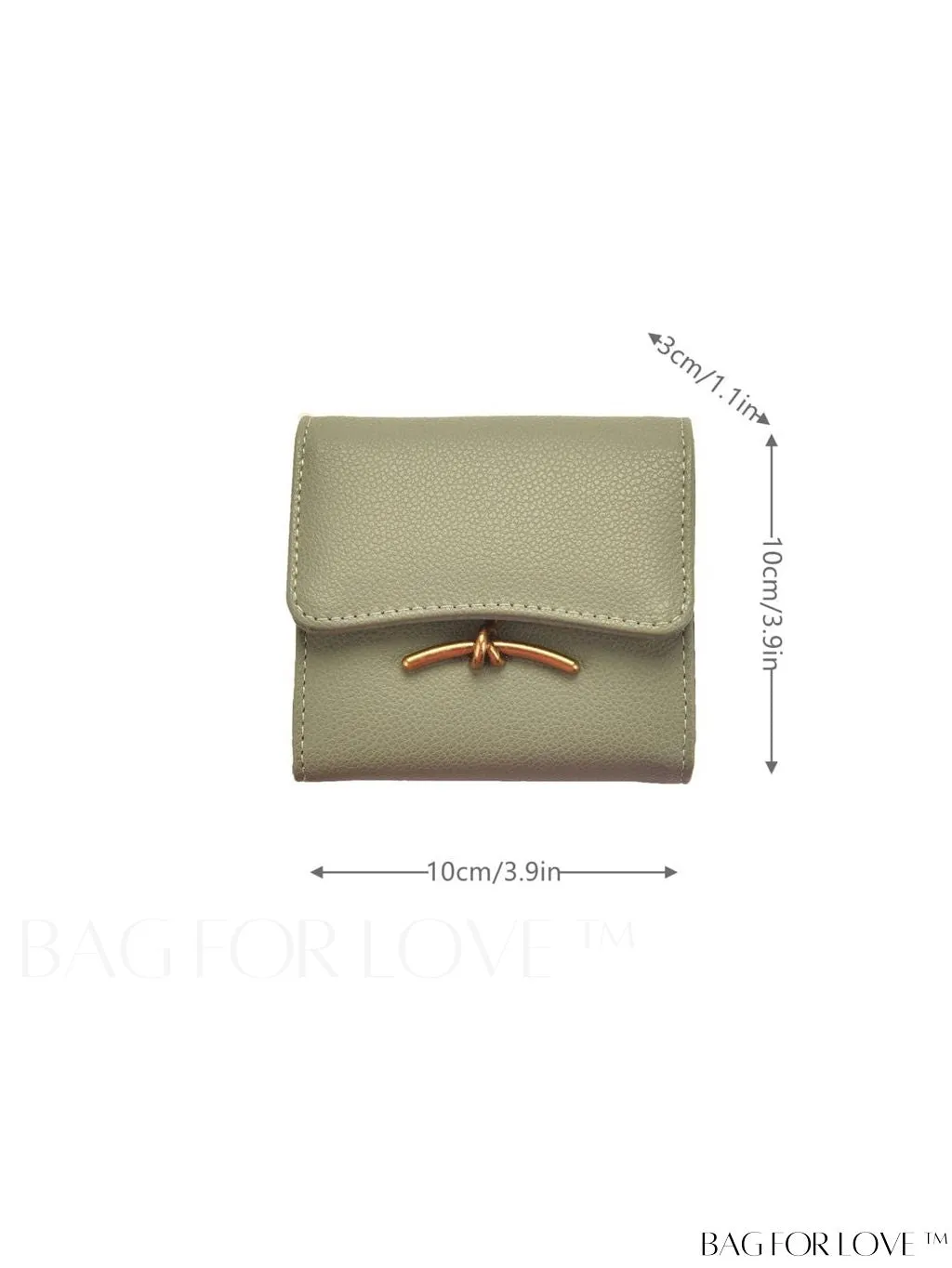 BagForLove - Litchi Embossed Gray Classic Card Holder with Metal Decor and Magnetic Closure