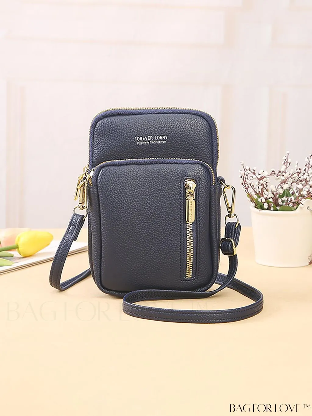 BagForLove - Luxe Litchi Embossed Wallet: Multiple Pockets, Adjustable Strap - Ultimate Organization and Style