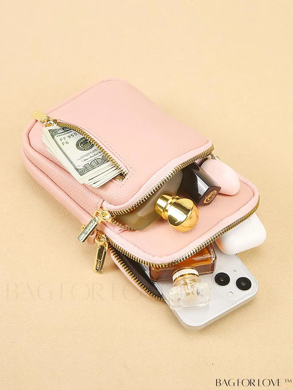BagForLove - Luxe Litchi Embossed Wallet: Multiple Pockets, Adjustable Strap - Ultimate Organization and Style
