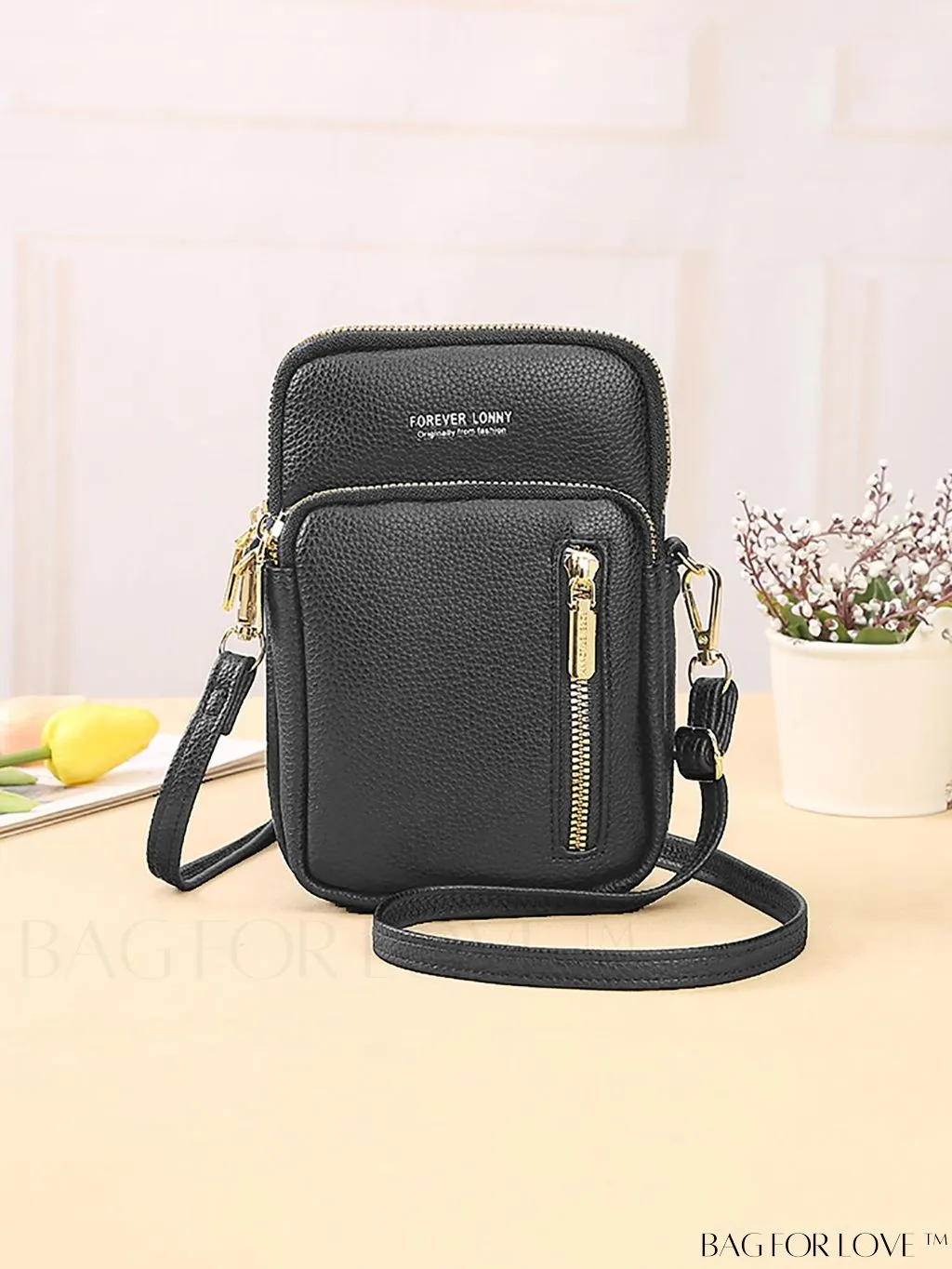 BagForLove - Luxe Litchi Embossed Wallet: Multiple Pockets, Adjustable Strap - Ultimate Organization and Style