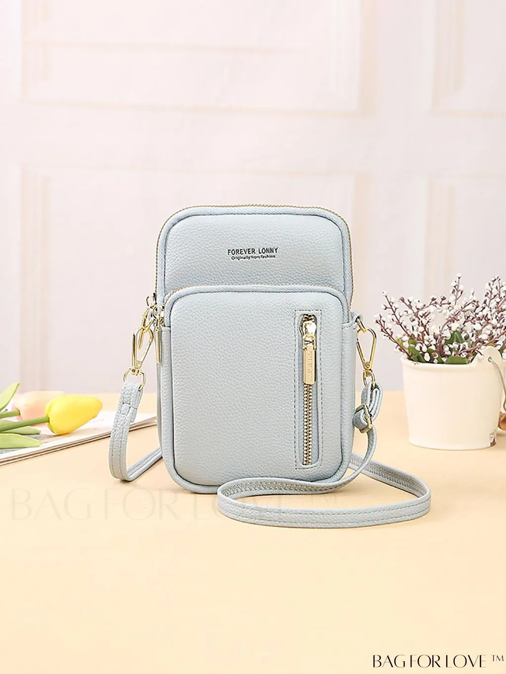 BagForLove - Luxe Litchi Embossed Wallet: Multiple Pockets, Adjustable Strap - Ultimate Organization and Style