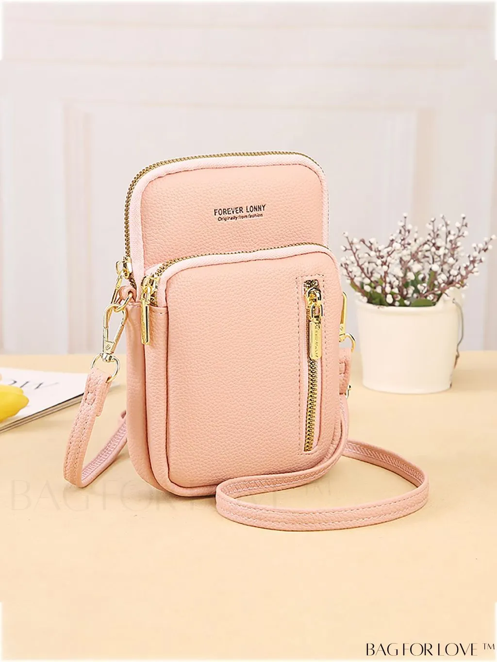 BagForLove - Luxe Litchi Embossed Wallet: Multiple Pockets, Adjustable Strap - Ultimate Organization and Style