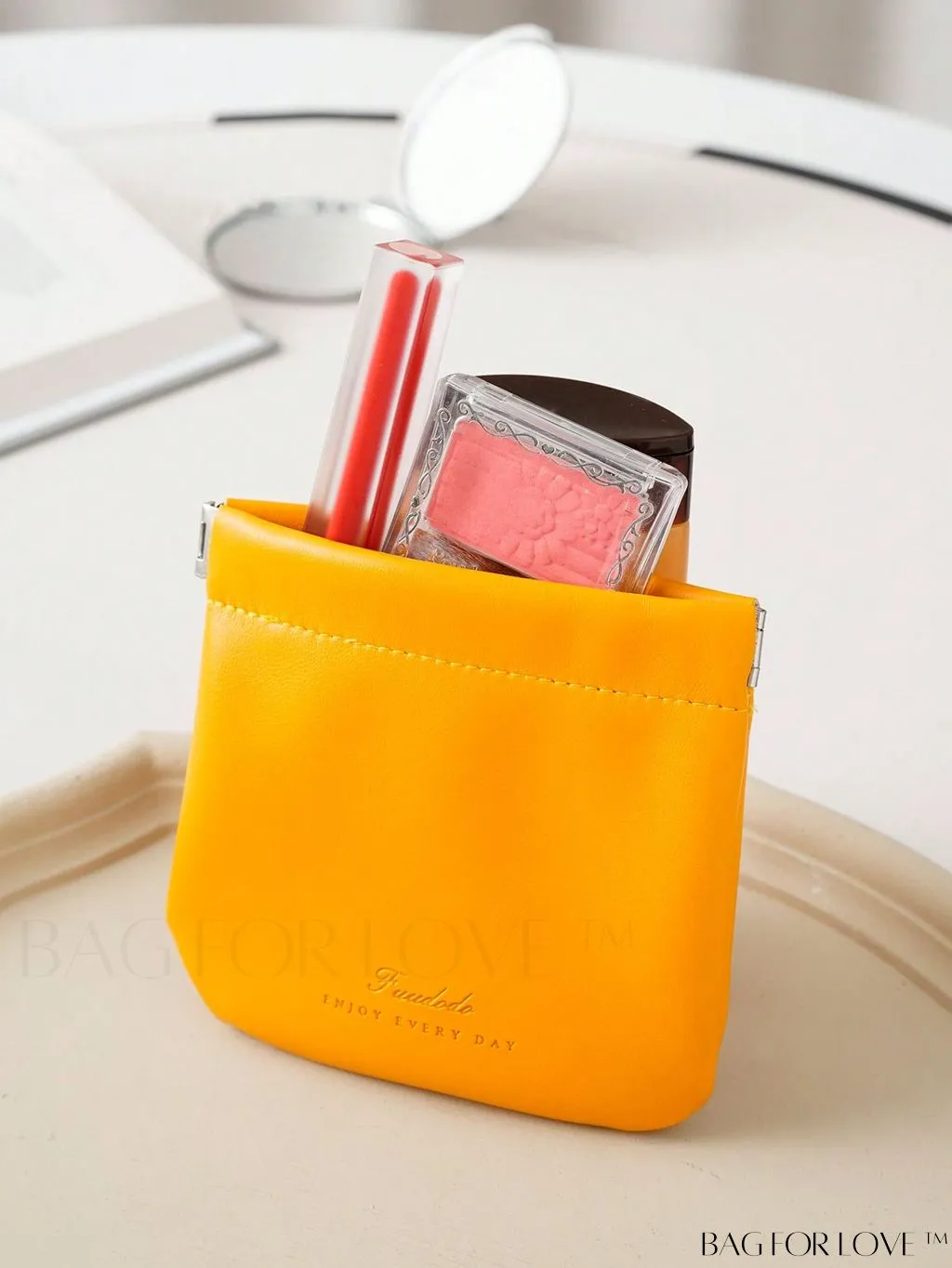 BagForLove - Mint Blue Embossed Detail Storage Bag: Ideal Makeup Bag for College Dorm Essentials