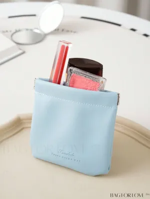 BagForLove - Mint Blue Letter Embossed Makeup Storage Bag - College Dorm Essential and Stuff Bag