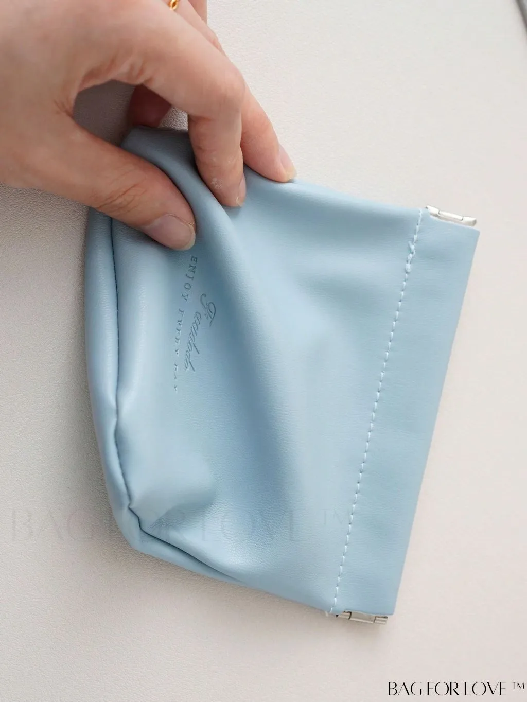 BagForLove - Mint Blue Letter Embossed Makeup Storage Bag - College Dorm Essential and Stuff Bag
