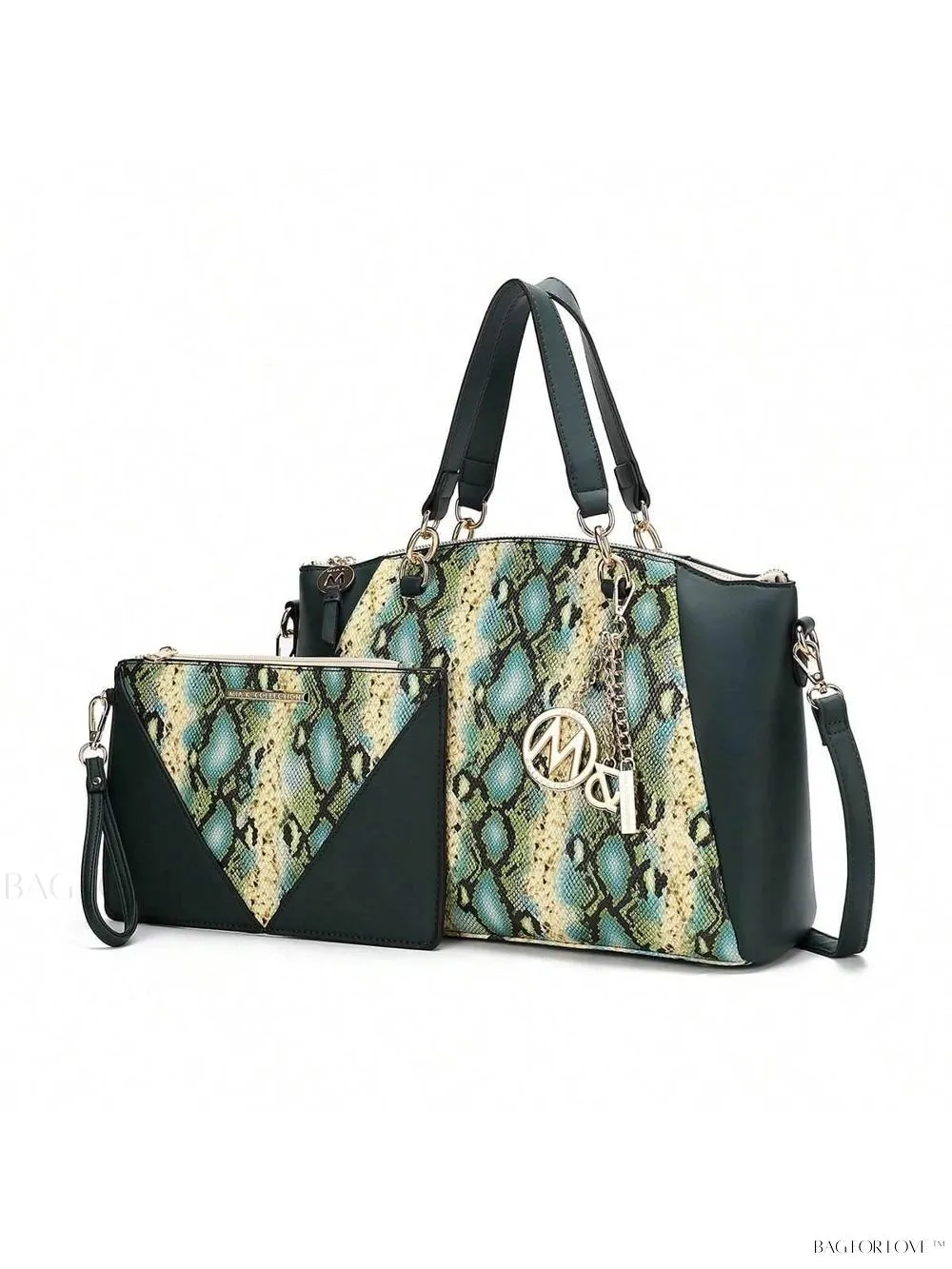 BagForLove - Snake Embossed Large Capacity Shoulder Bag Purse Set by Mia K