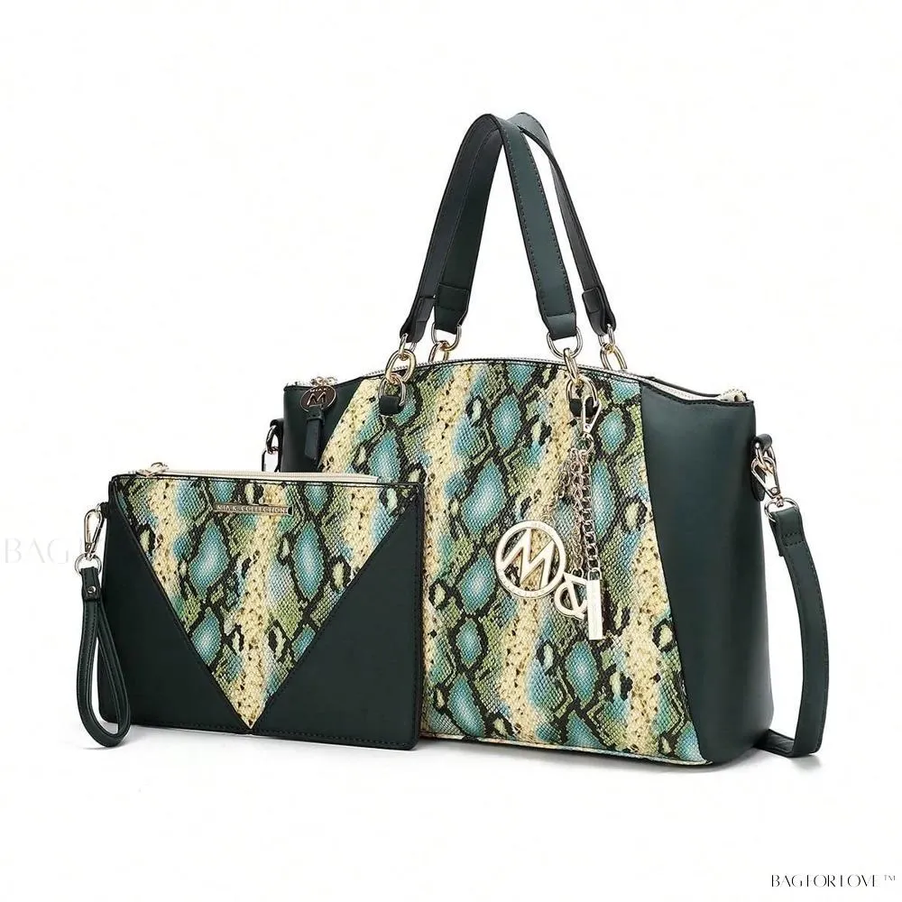 BagForLove - Snake Embossed Large Capacity Shoulder Bag Purse Set by Mia K