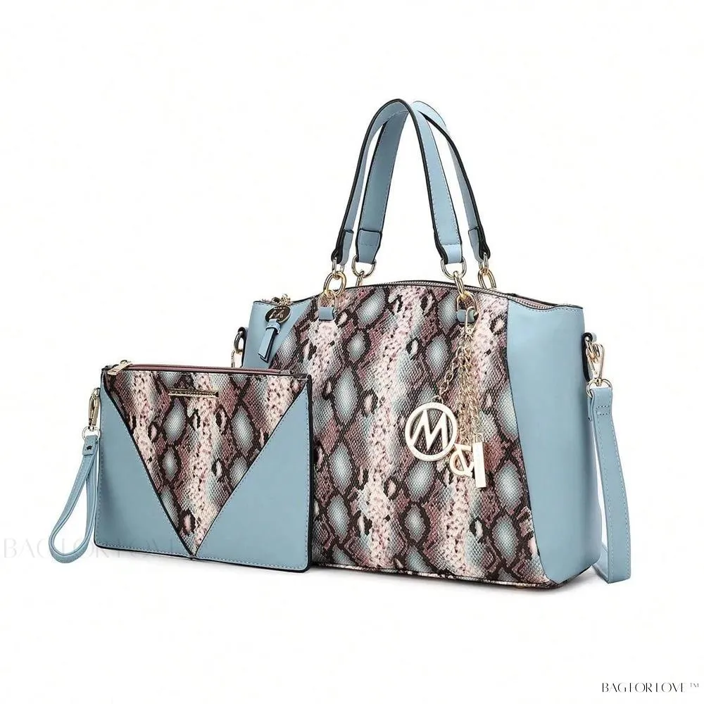 BagForLove - Snake Embossed Large Capacity Shoulder Bag Purse Set by Mia K