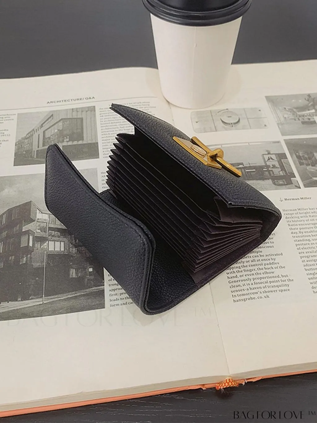 BagForLove - Stylish Metal Embossed Green Litchi PU Card Holder with Classic Design