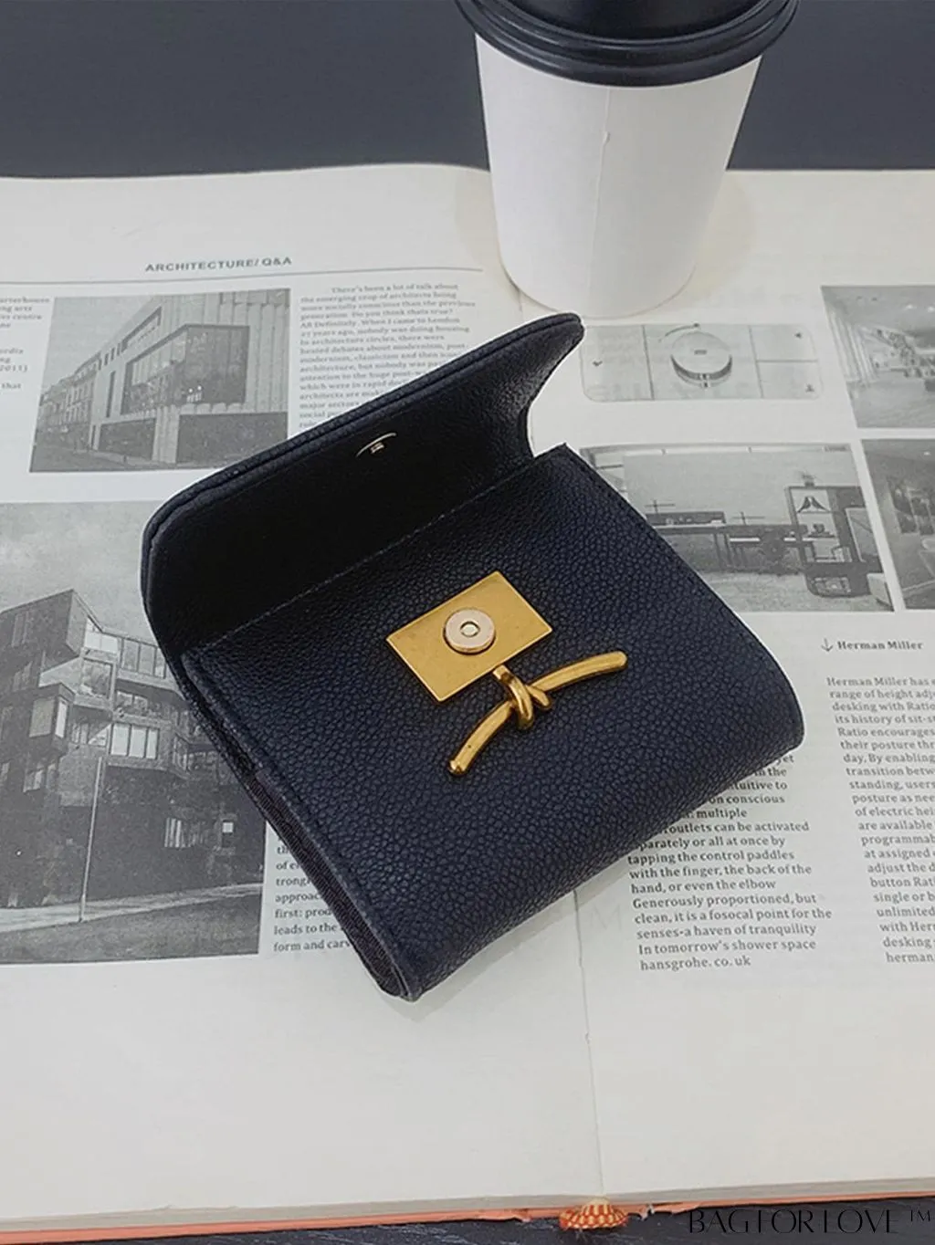 BagForLove - Stylish Metal Embossed Green Litchi PU Card Holder with Classic Design
