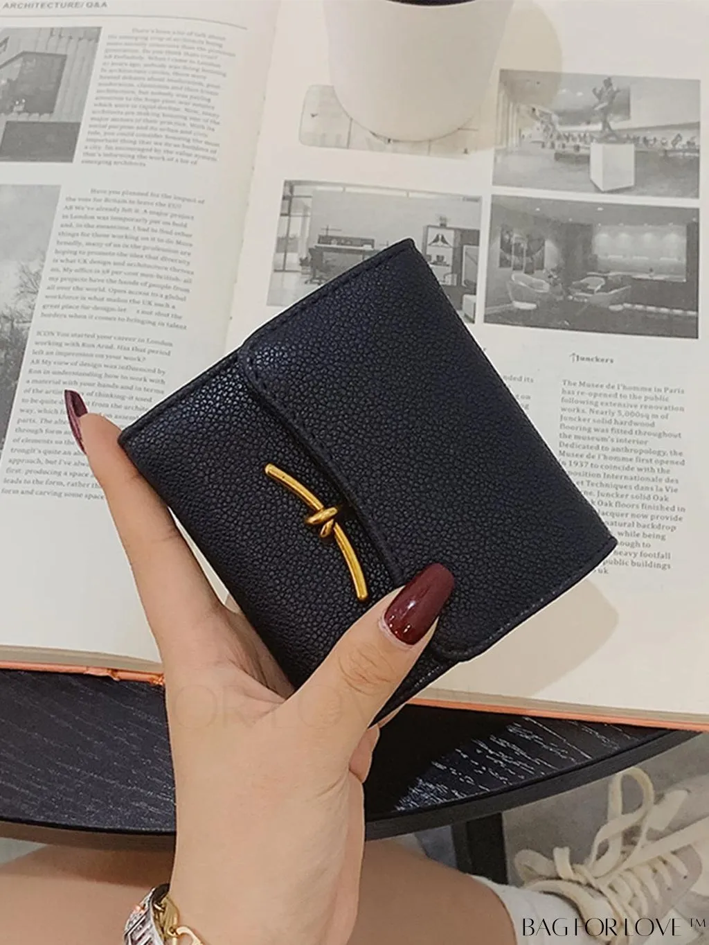 BagForLove - Stylish Metal Embossed Green Litchi PU Card Holder with Classic Design