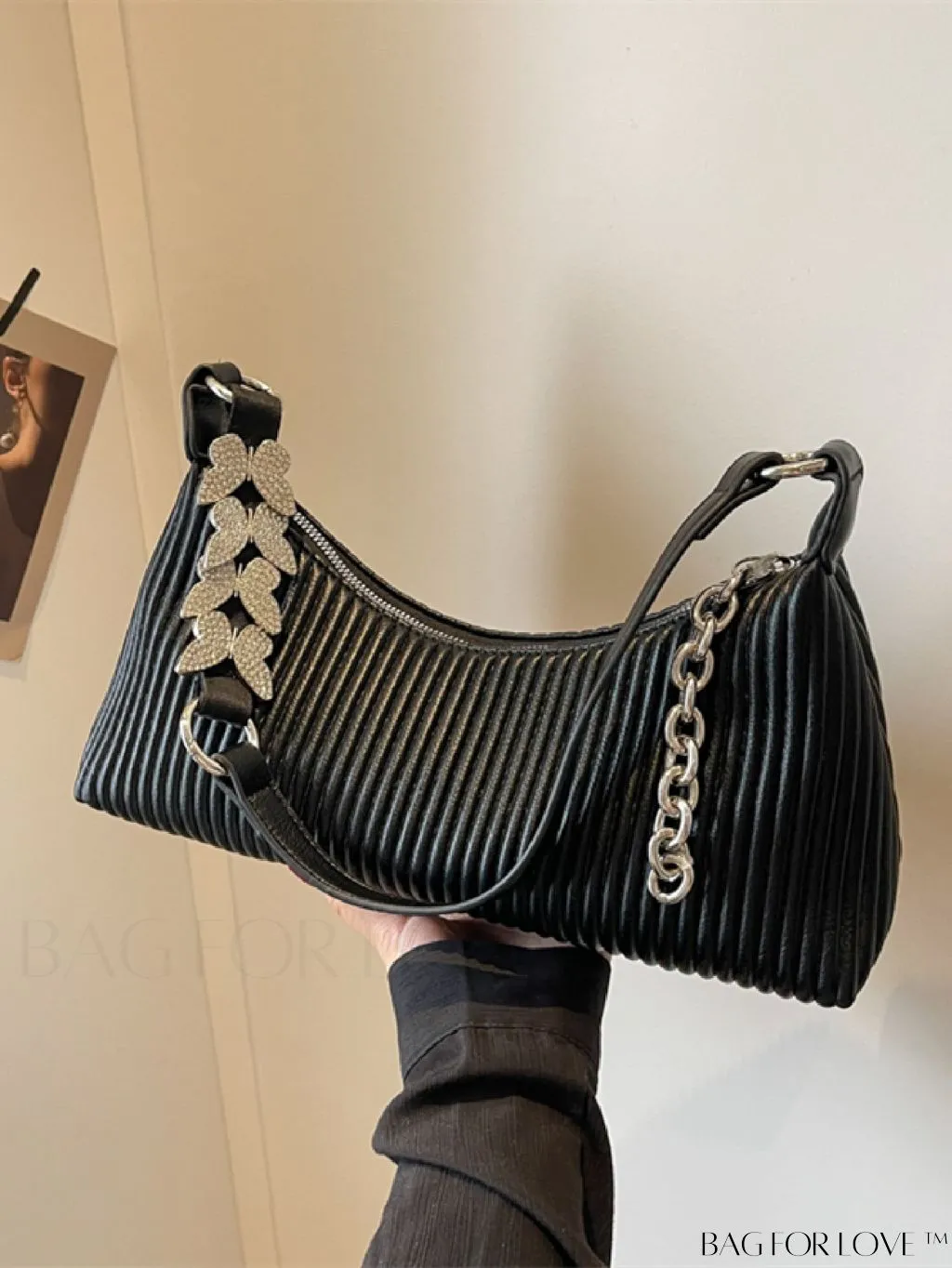 BagForLove - Stylish PU Shoulder Bag with Embossed Stripe Pattern