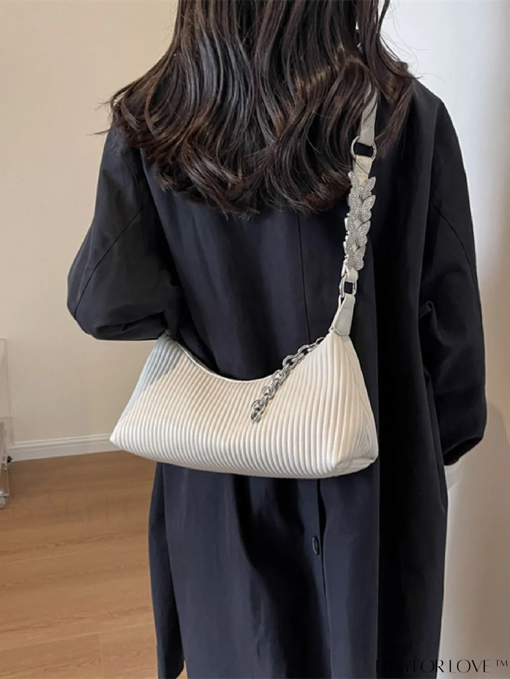 BagForLove - Stylish PU Shoulder Bag with Embossed Stripe Pattern