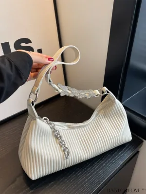 BagForLove - Stylish PU Shoulder Bag with Embossed Stripe Pattern