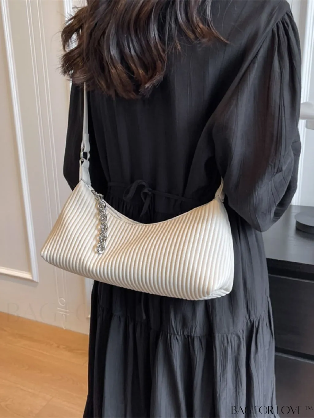 BagForLove - Stylish PU Shoulder Bag with Embossed Stripe Pattern