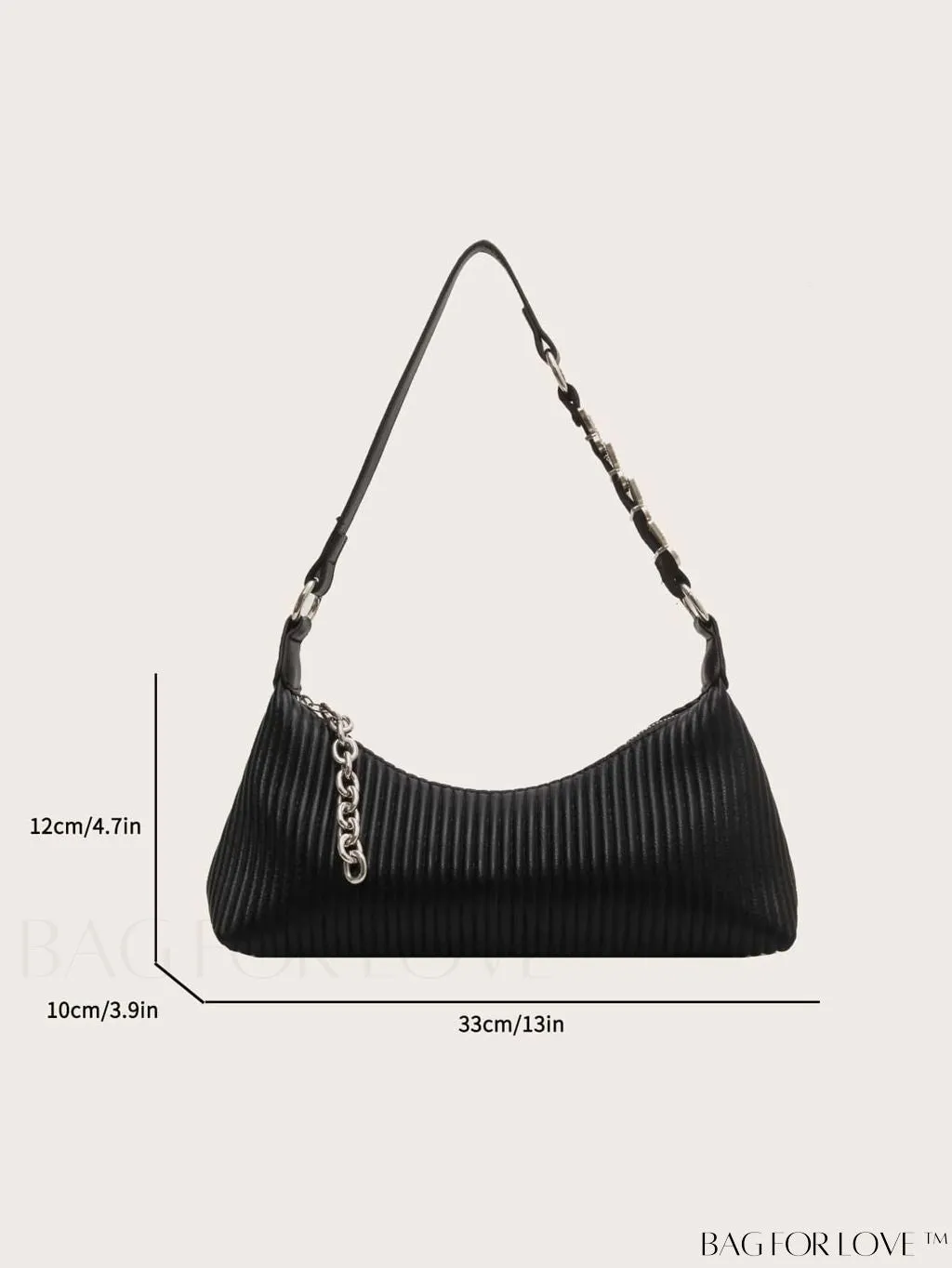 BagForLove - Stylish PU Shoulder Bag with Embossed Stripe Pattern
