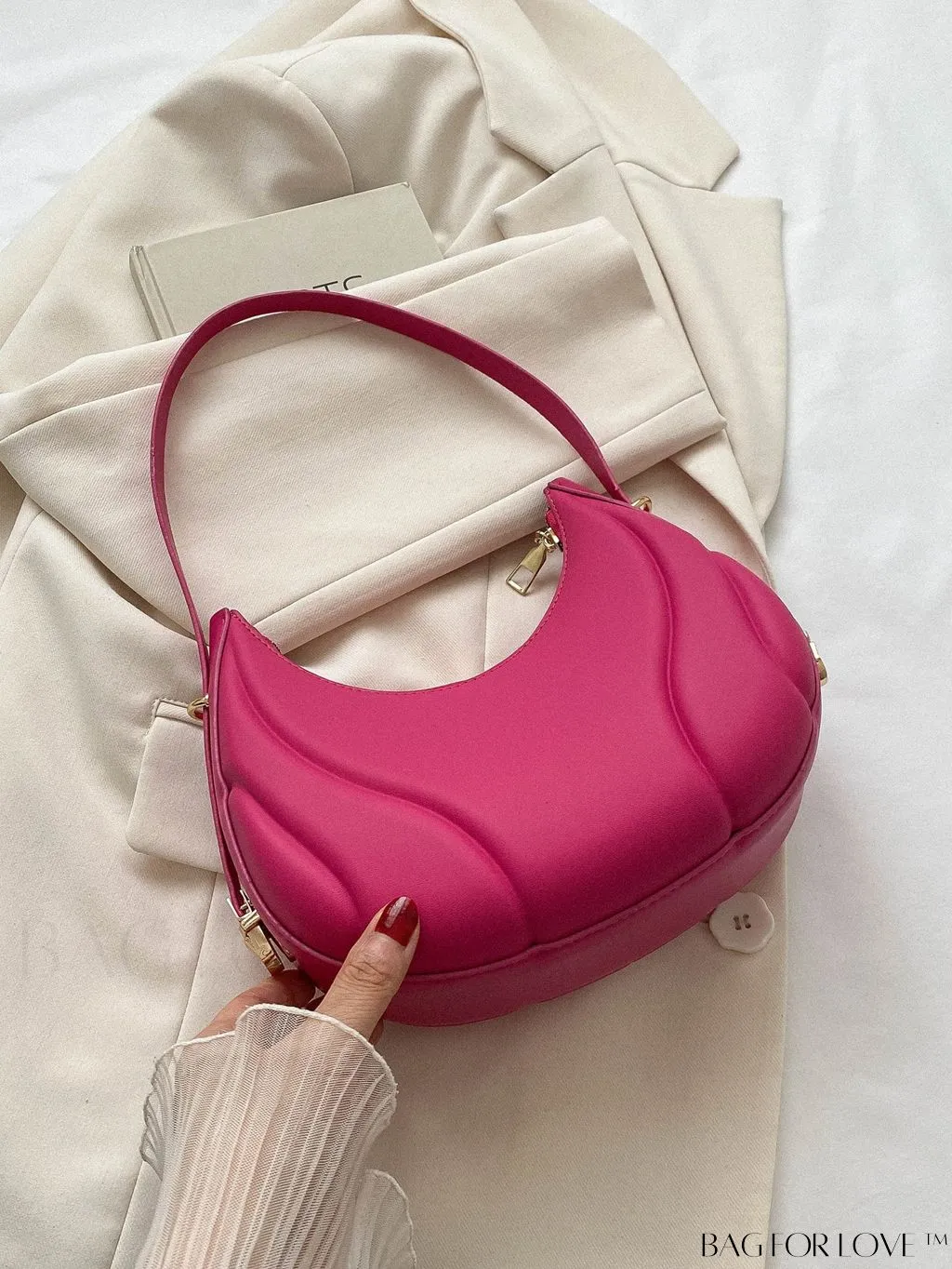 BagForLove - Trendy Small Size Shoulder Bag with Embossed Detailing and Zipper Closure