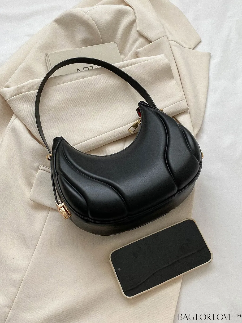 BagForLove - Trendy Small Size Shoulder Bag with Embossed Detailing and Zipper Closure