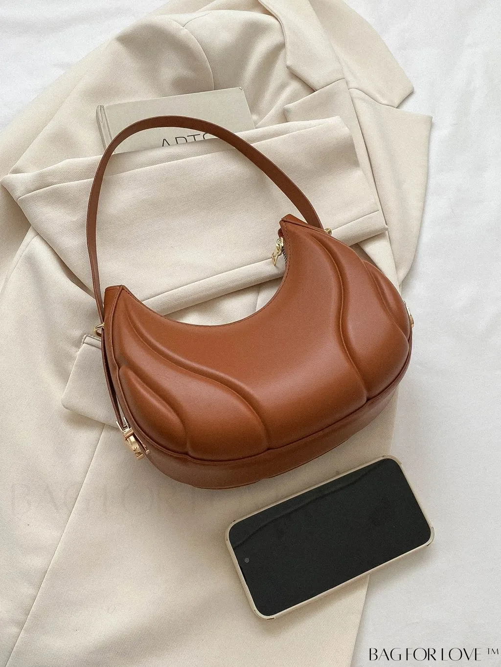 BagForLove - Trendy Small Size Shoulder Bag with Embossed Detailing and Zipper Closure