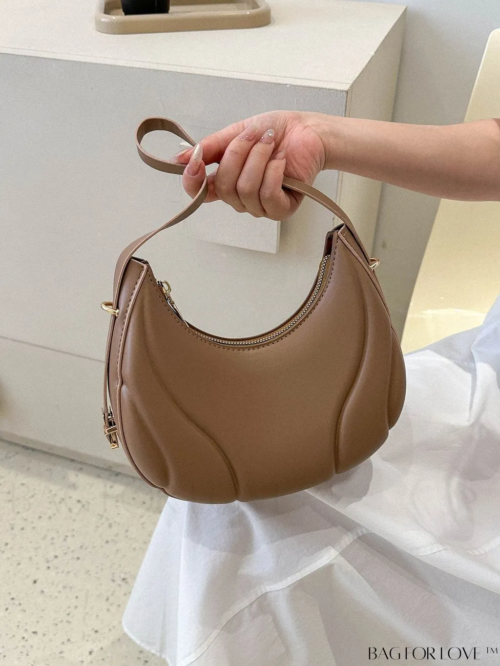 BagForLove - Trendy Small Size Shoulder Bag with Embossed Detailing and Zipper Closure