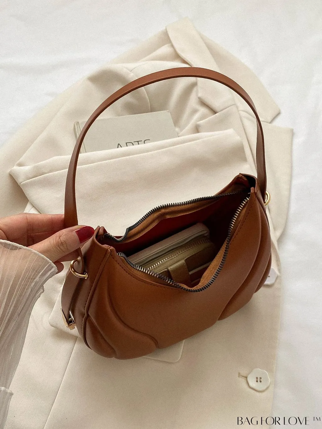 BagForLove - Trendy Small Size Shoulder Bag with Embossed Detailing and Zipper Closure