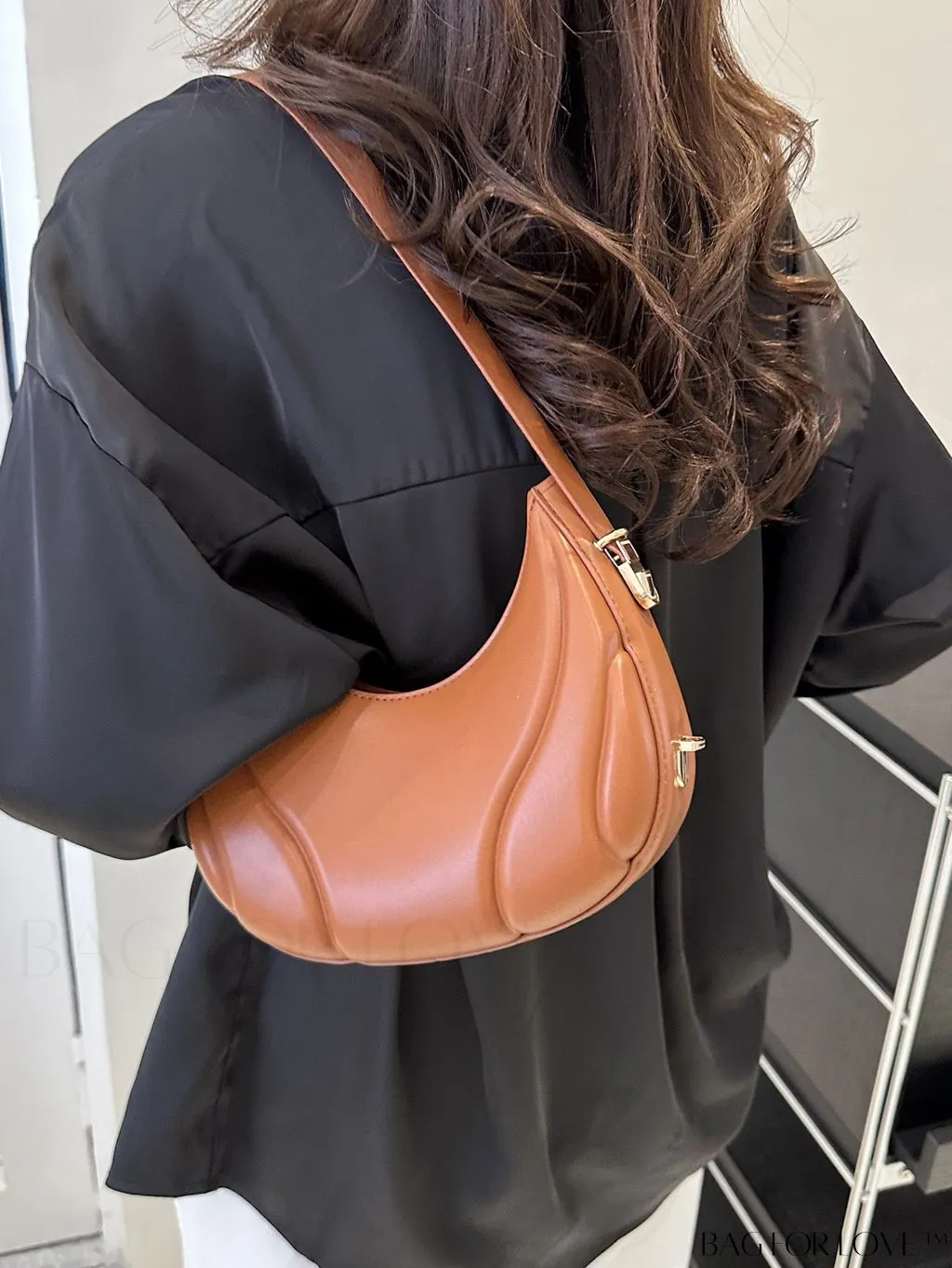 BagForLove - Trendy Small Size Shoulder Bag with Embossed Detailing and Zipper Closure