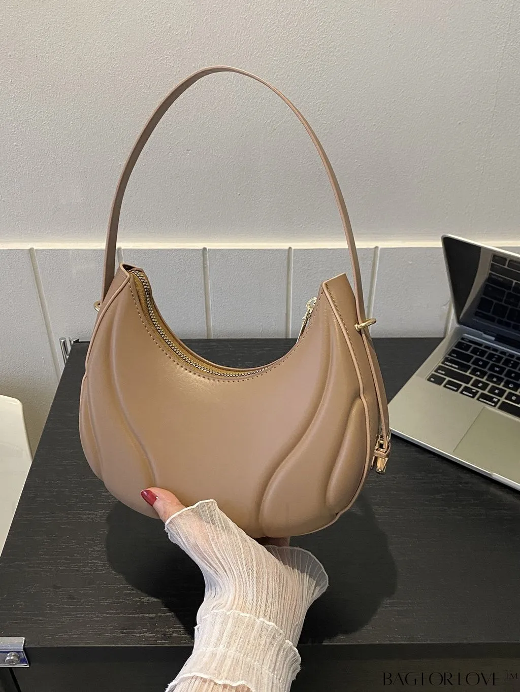 BagForLove - Trendy Small Size Shoulder Bag with Embossed Detailing and Zipper Closure