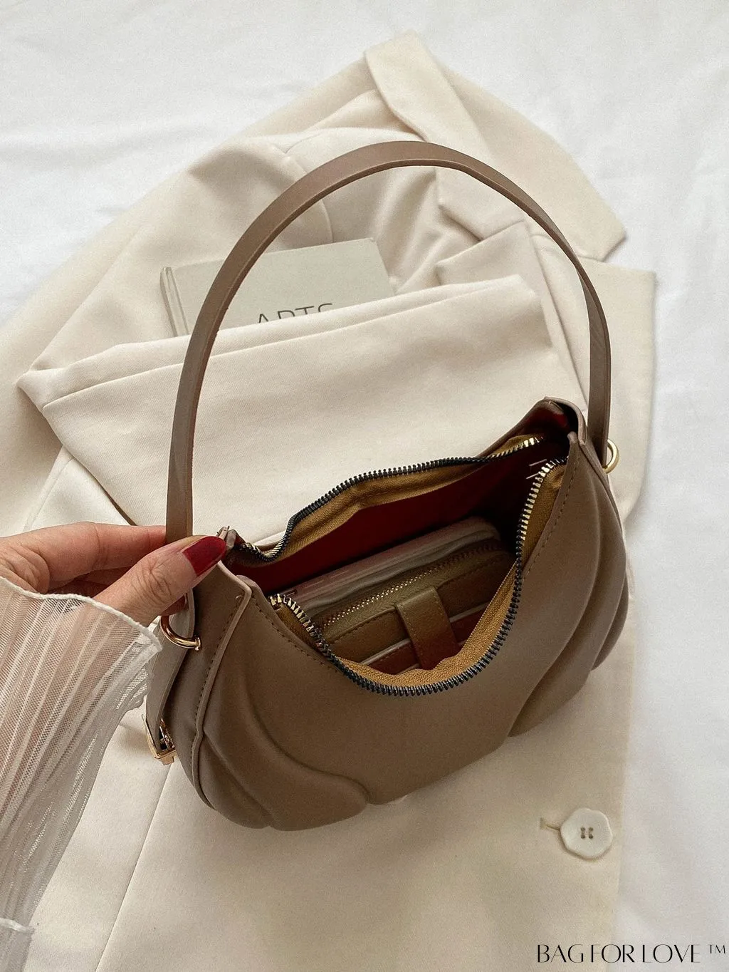 BagForLove - Trendy Small Size Shoulder Bag with Embossed Detailing and Zipper Closure