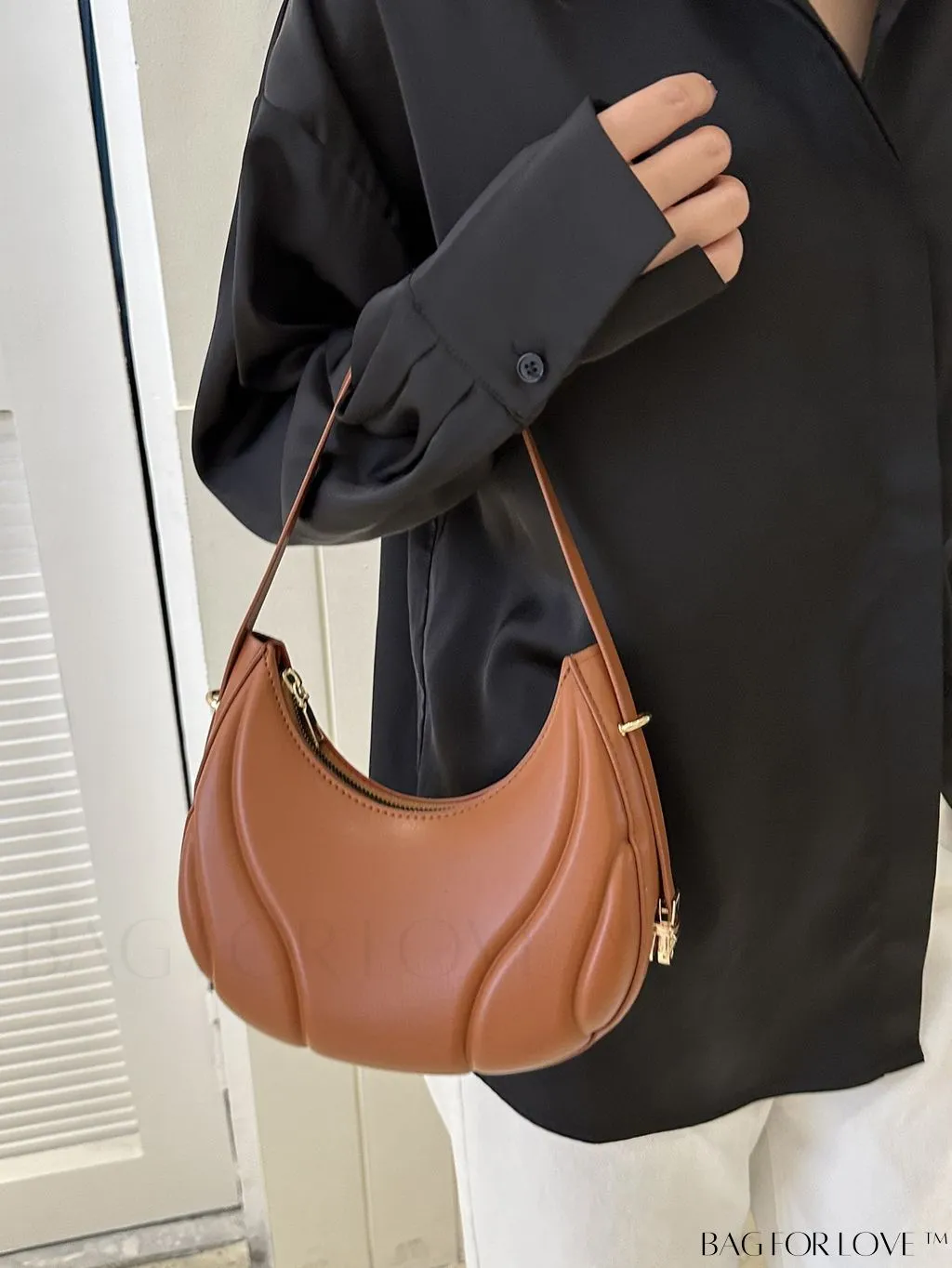 BagForLove - Trendy Small Size Shoulder Bag with Embossed Detailing and Zipper Closure