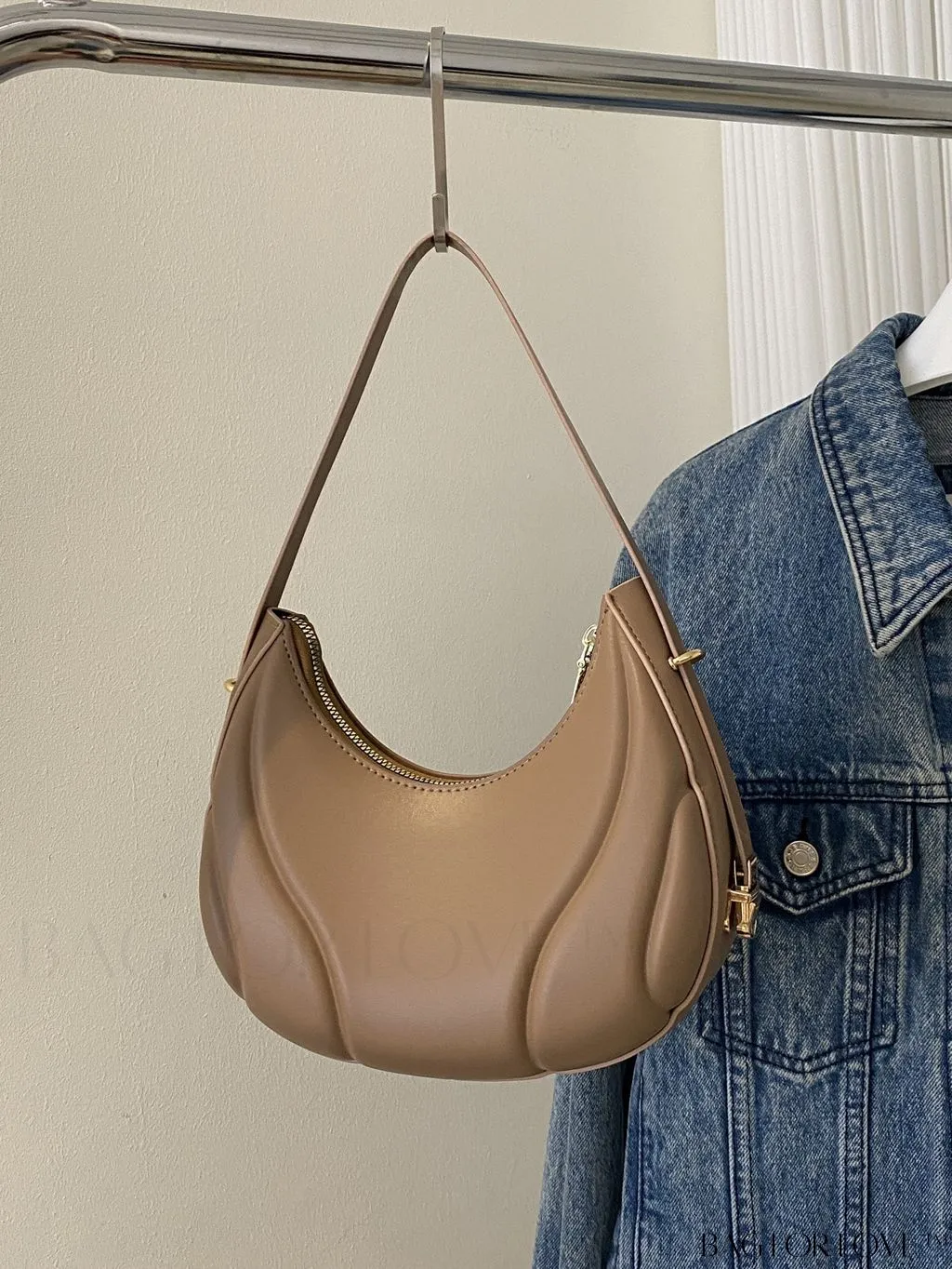 BagForLove - Trendy Small Size Shoulder Bag with Embossed Detailing and Zipper Closure