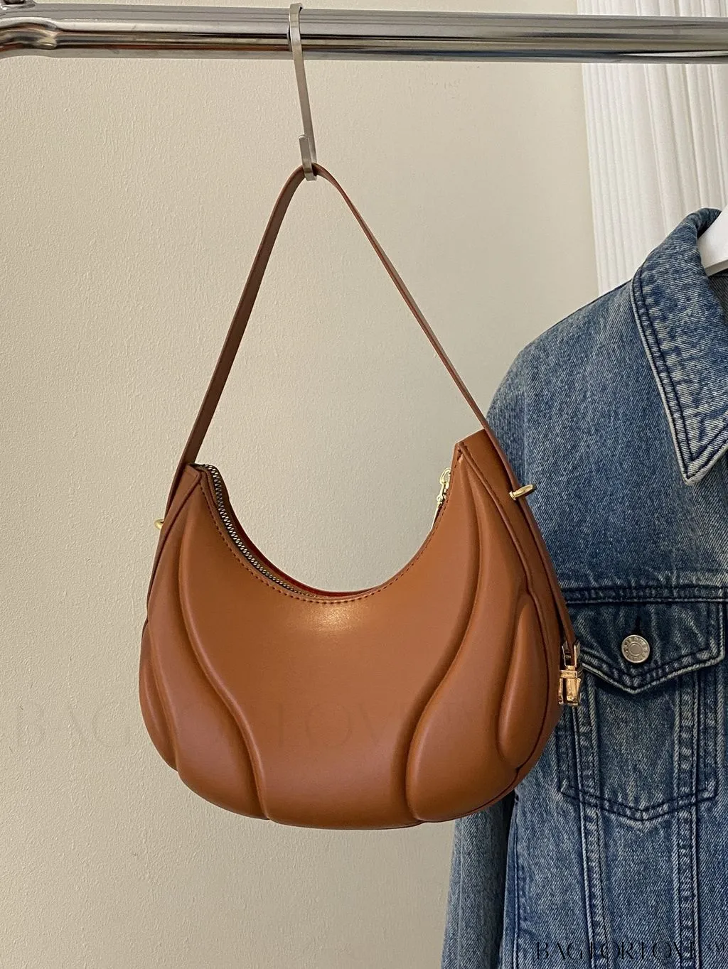 BagForLove - Trendy Small Size Shoulder Bag with Embossed Detailing and Zipper Closure
