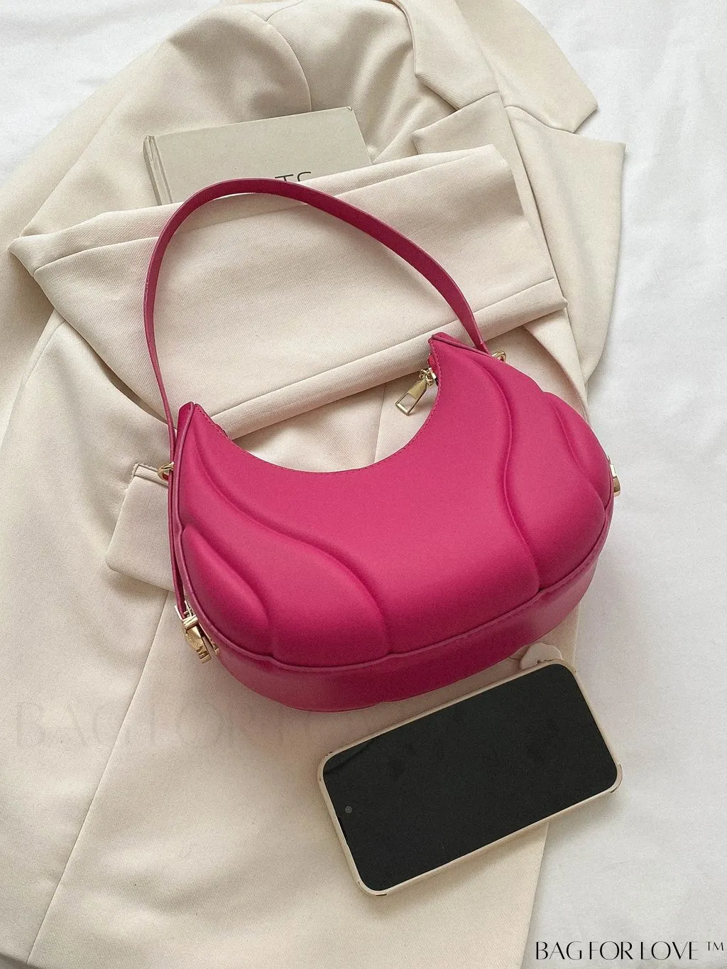 BagForLove - Trendy Small Size Shoulder Bag with Embossed Detailing and Zipper Closure