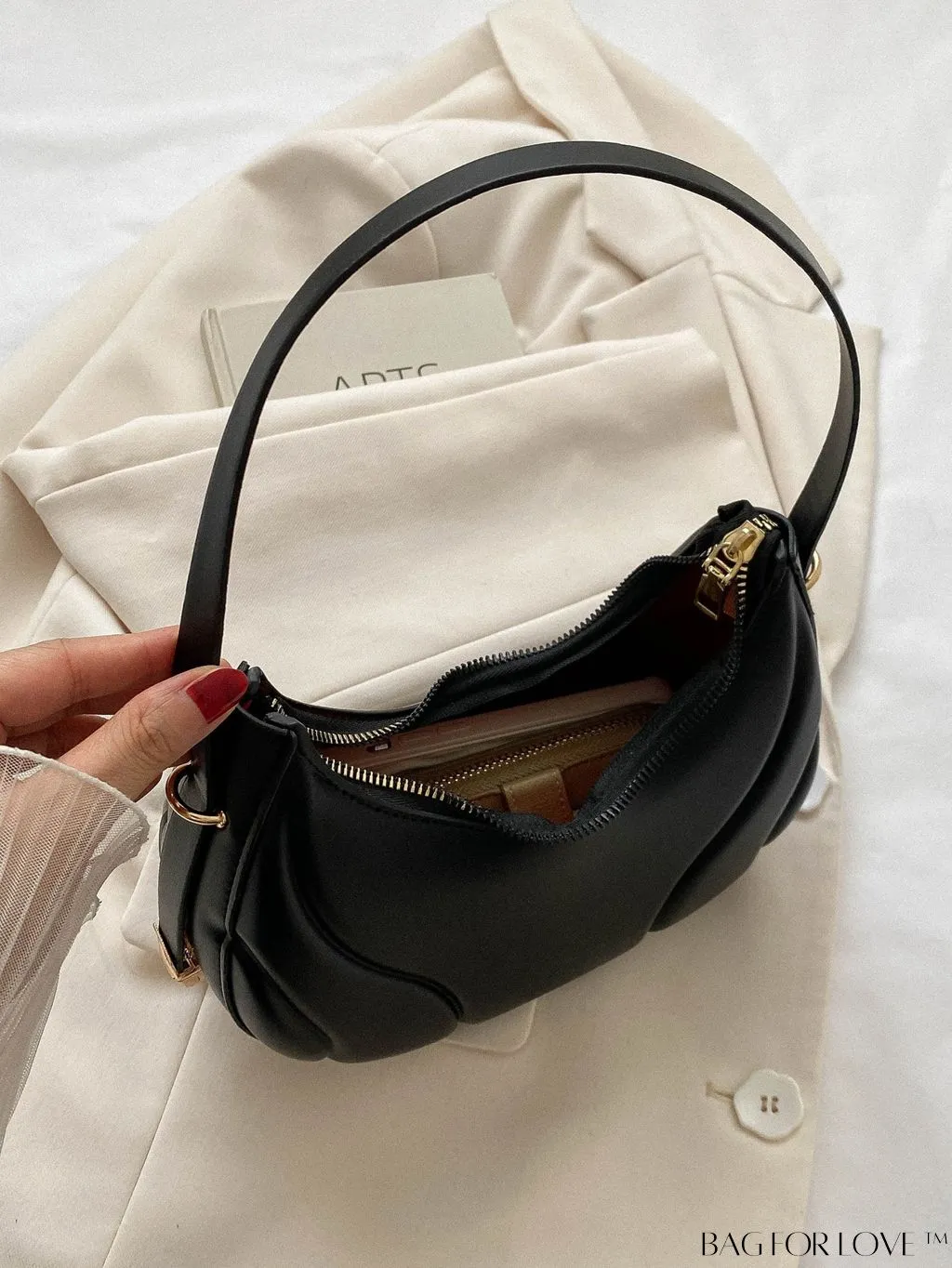 BagForLove - Trendy Small Size Shoulder Bag with Embossed Detailing and Zipper Closure