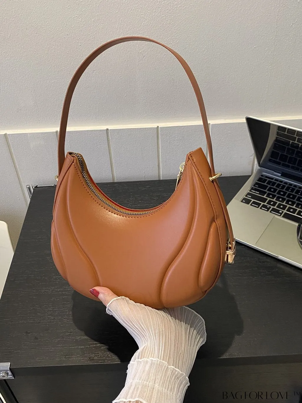 BagForLove - Trendy Small Size Shoulder Bag with Embossed Detailing and Zipper Closure