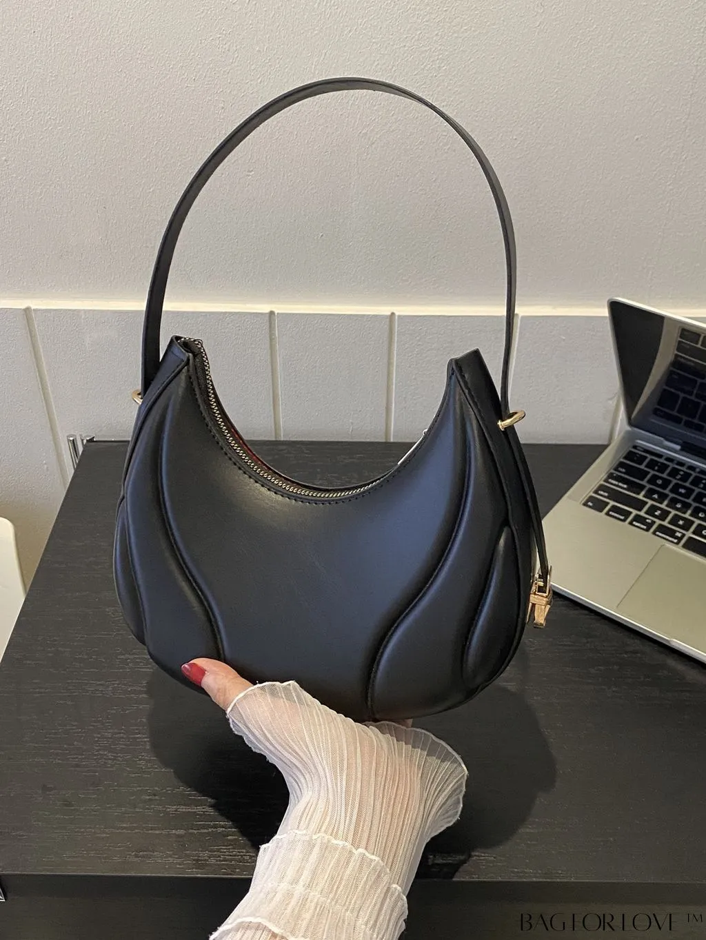 BagForLove - Trendy Small Size Shoulder Bag with Embossed Detailing and Zipper Closure