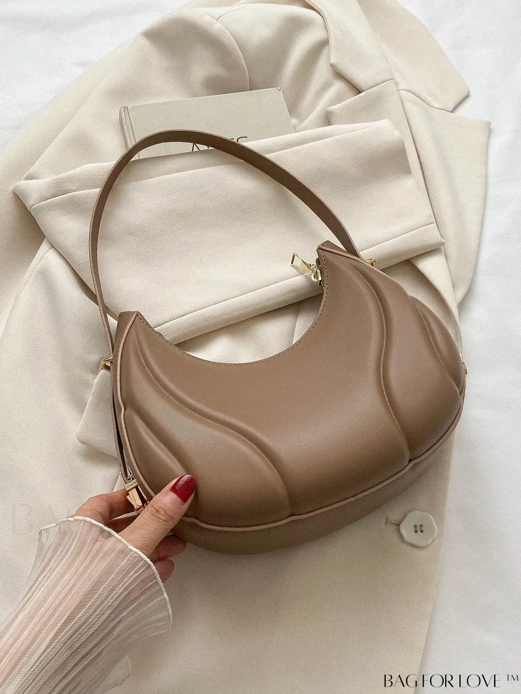 BagForLove - Trendy Small Size Shoulder Bag with Embossed Detailing and Zipper Closure